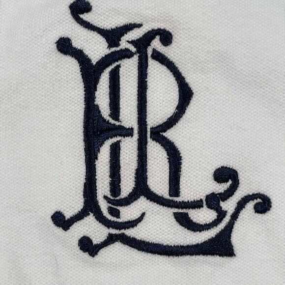 Ralph Lauren Jeans Company Top Womens Medium White Navy Monogram Polo 3/4 Sleeve - Picture 5 of 14